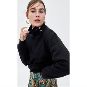 Zara Cuffed Collar Sweater with Buttons